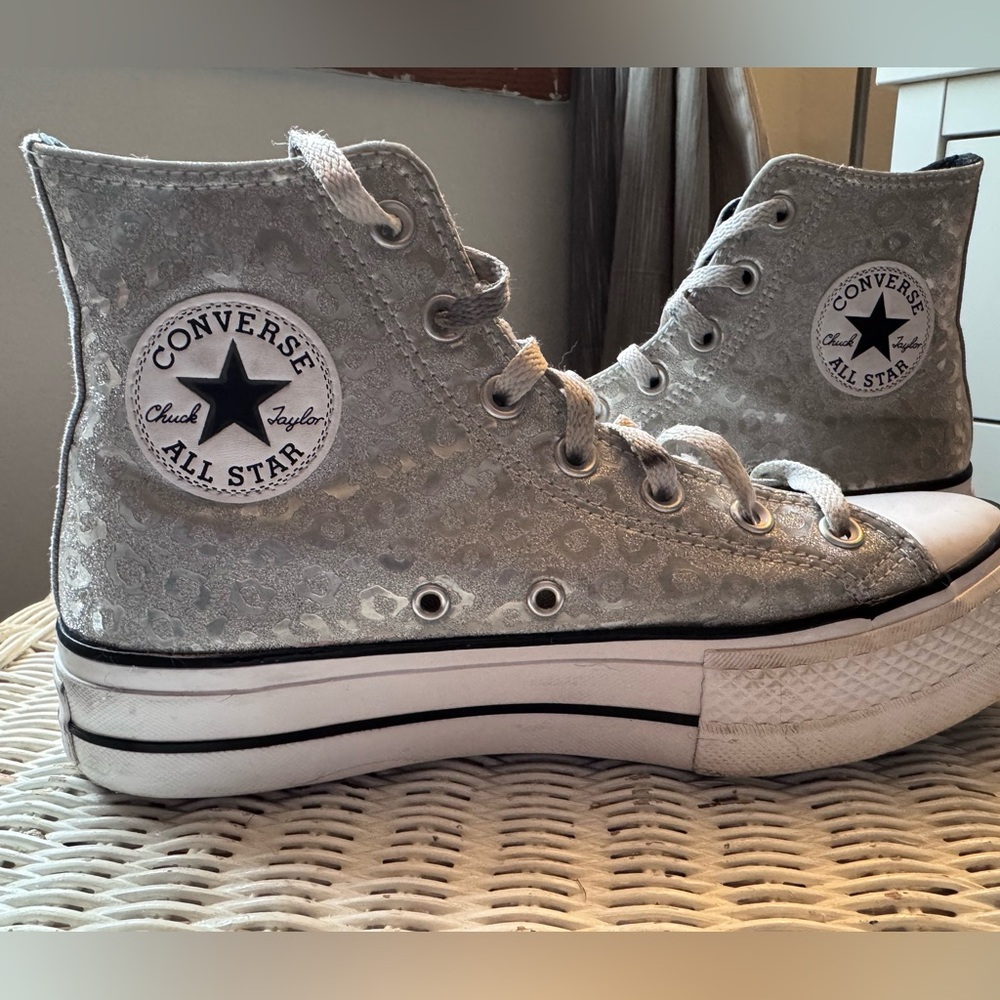 Converse Silver Sequin High Tops